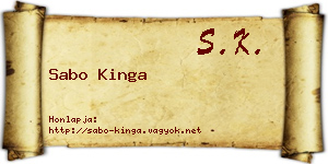 Sabo Kinga névjegykártya